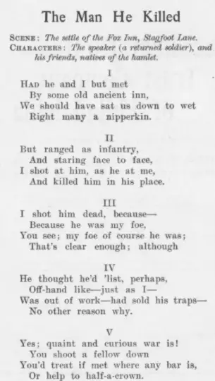 the man he killed poem original publication